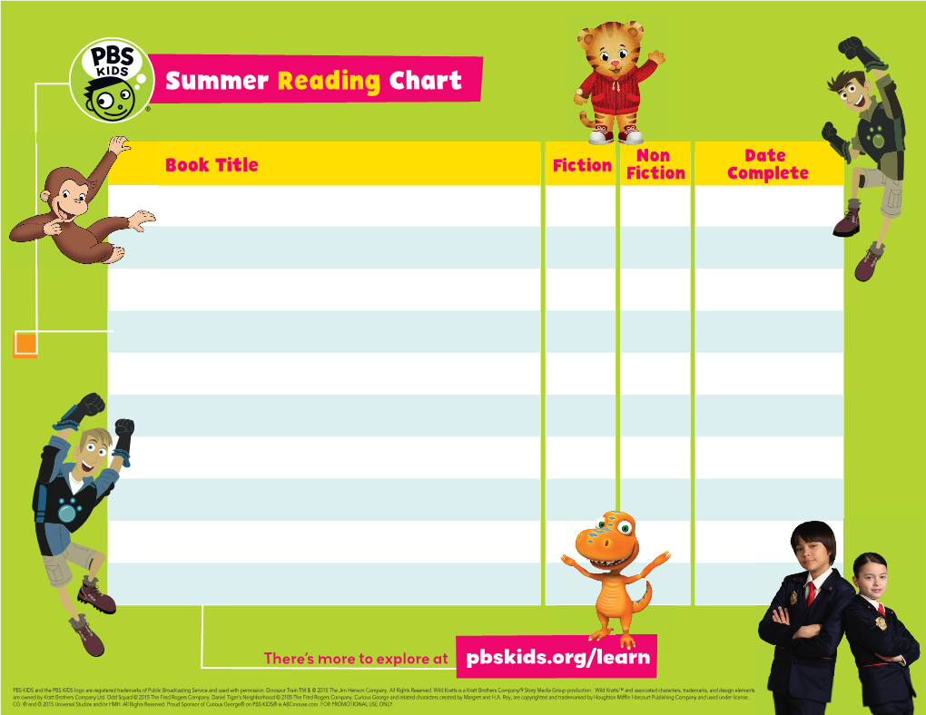 Summer Reading Chart