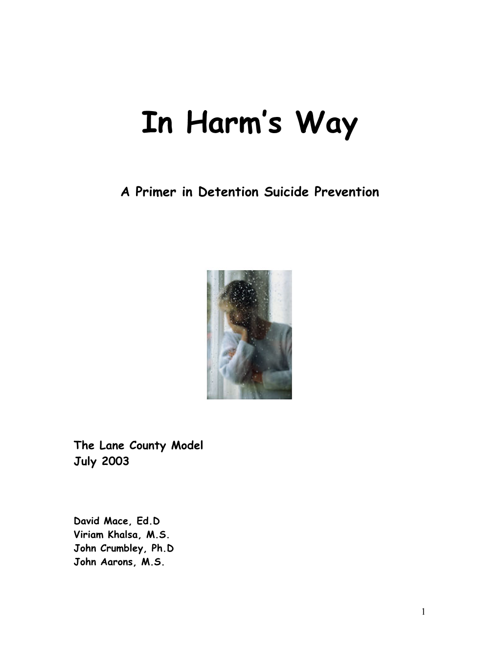 Adolescent Suicide Prevention in Detention