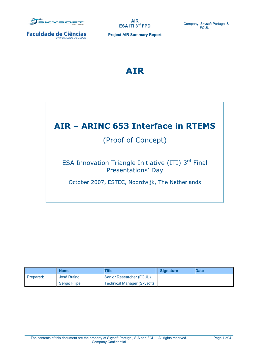 AIR – ARINC 653 Interface in RTEMS (Proof of Concept)