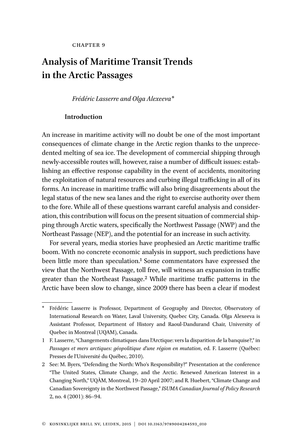 Analysis of Maritime Transit Trends in the Arctic Passages