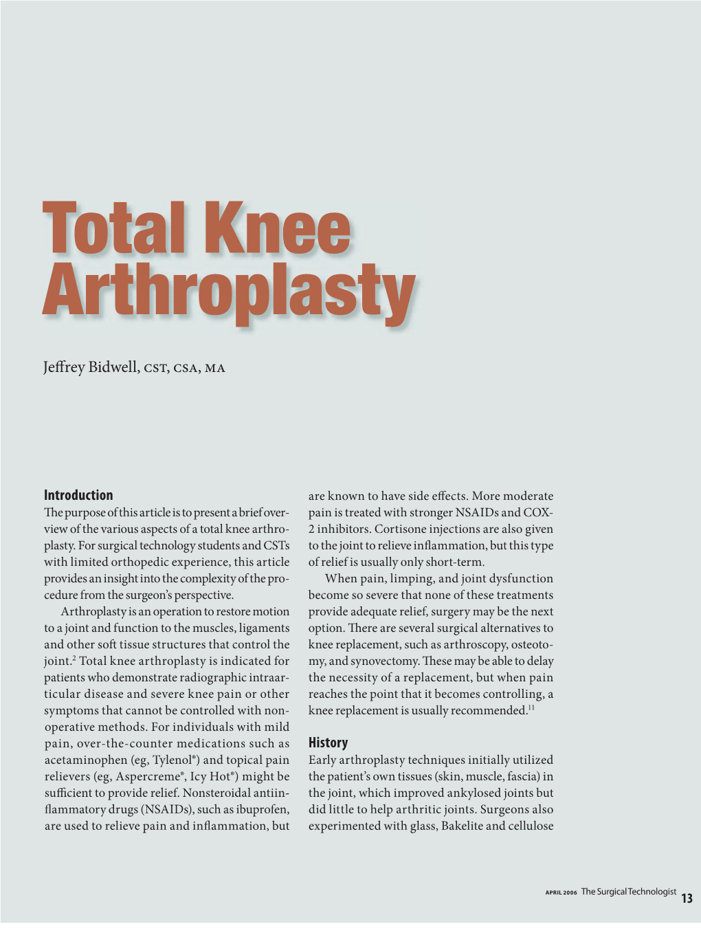 Total Knee Arthroplasty