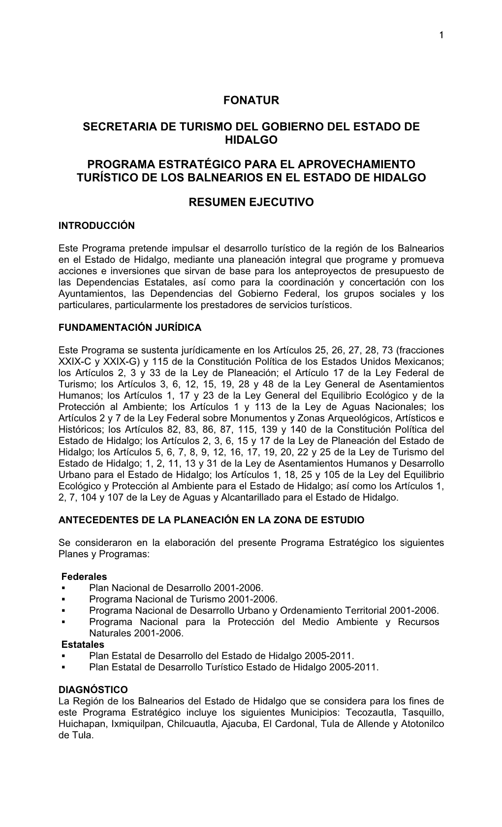 Programa Estratgico Para El Aprovechamiento Turstico