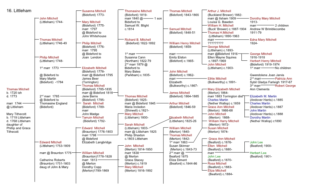 16. Littleham Susanna Mitchell Thomasine Mitchell Thomas Mitchell Arthur J