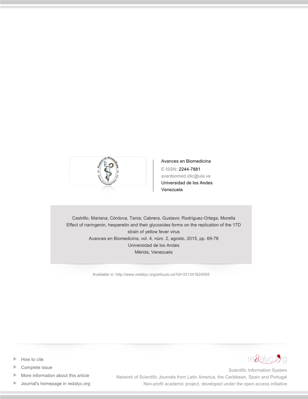 Redalyc.Effect of Naringenin, Hesperetin and Their Glycosides