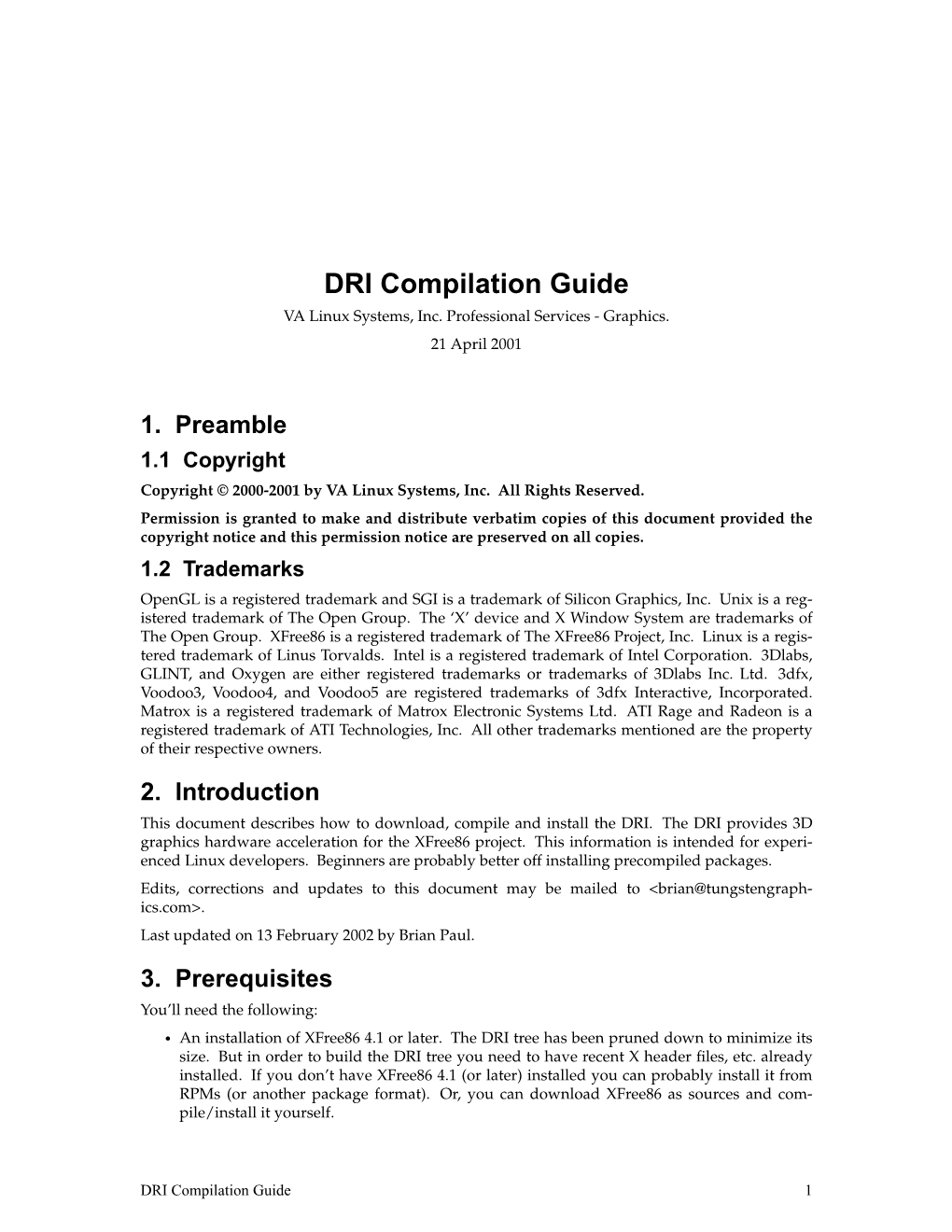 DRI Compilation Guide VA Linux Systems, Inc