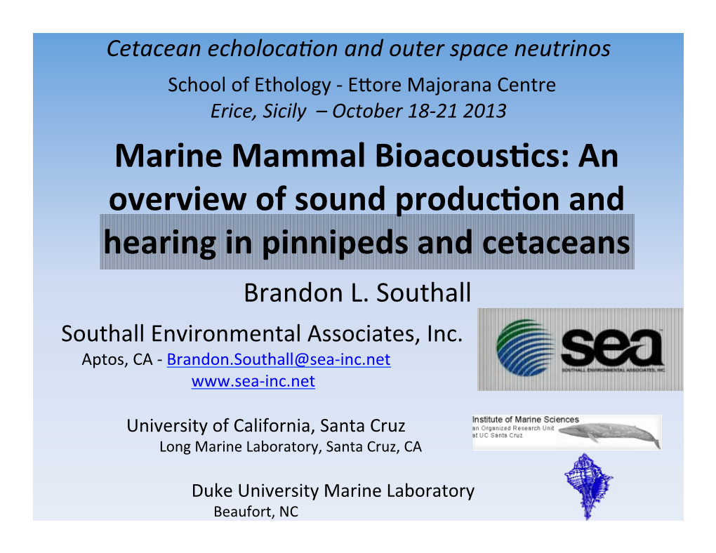 Southall Erice Marine Mammal Bioacoustics