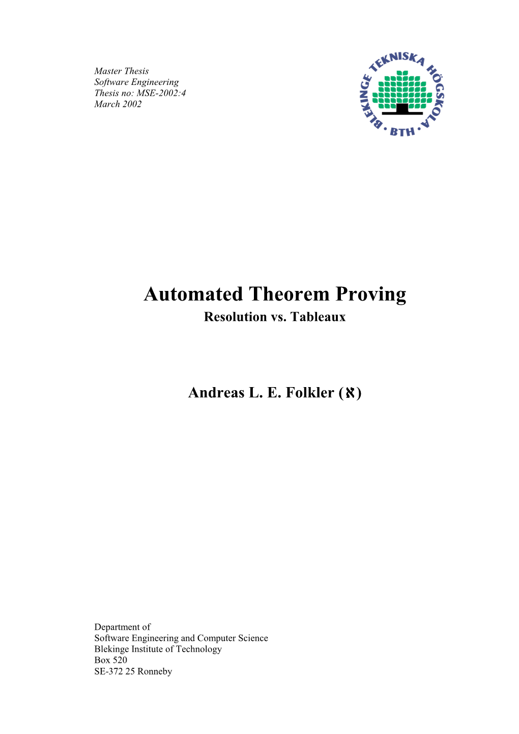 Automated Theorem Proving Resolution Vs