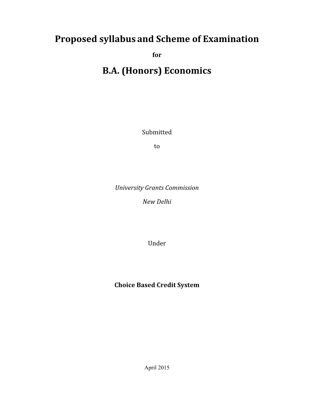 Proposed Syllabusand Scheme of Examination B.A. (Honors) Economics