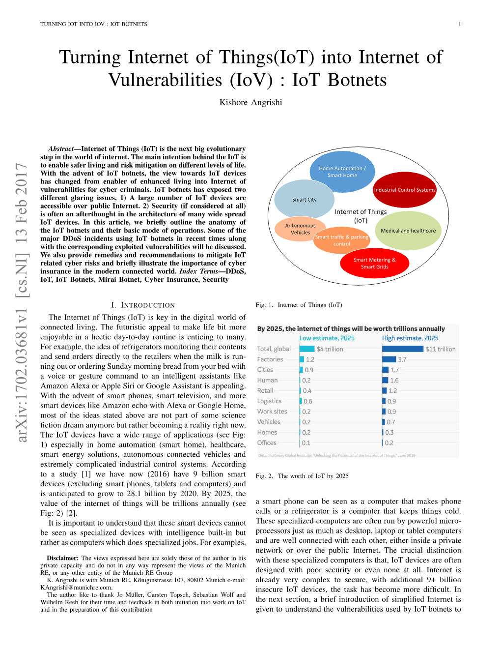 Turning Internet of Things(Iot) Into Internet of Vulnerabilities (Iov) : Iot Botnets