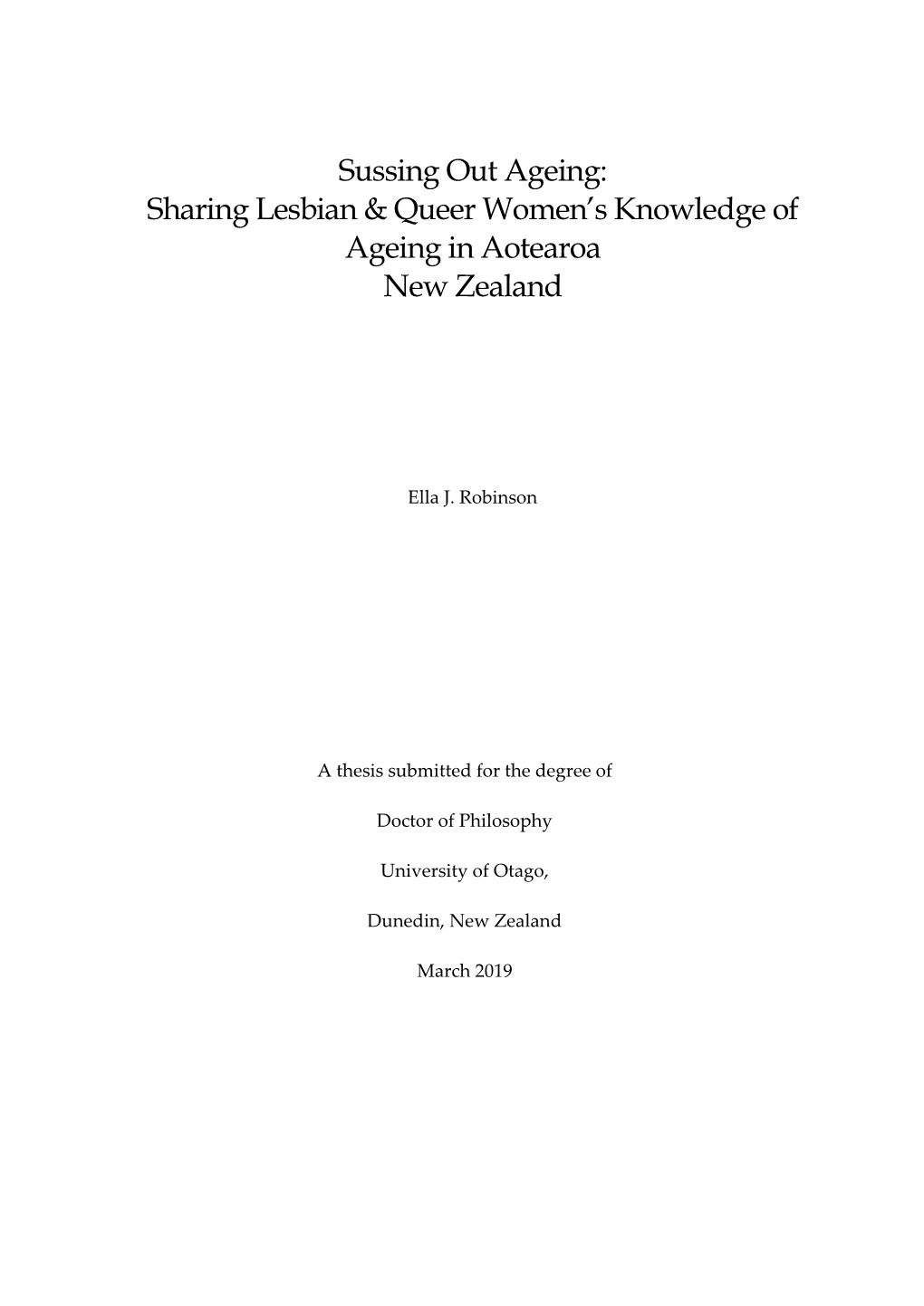 Sussing out Ageing: Sharing Lesbian & Queer Women's Knowledge Of