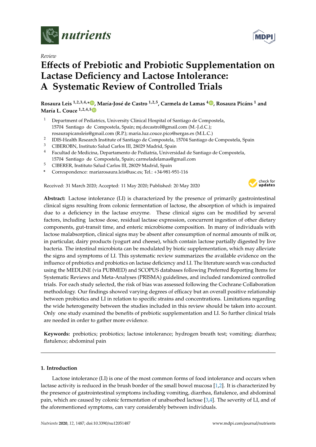 Effects of Prebiotic and Probiotic Supplementation on Lactase