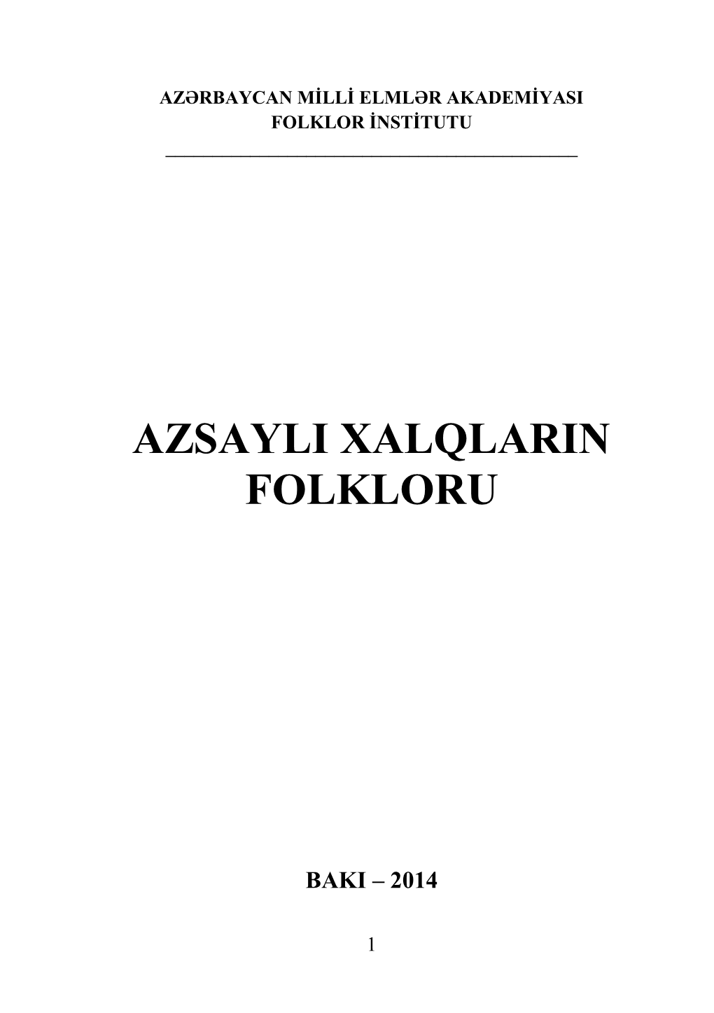 Azsayli Xalqlarin Folkloru