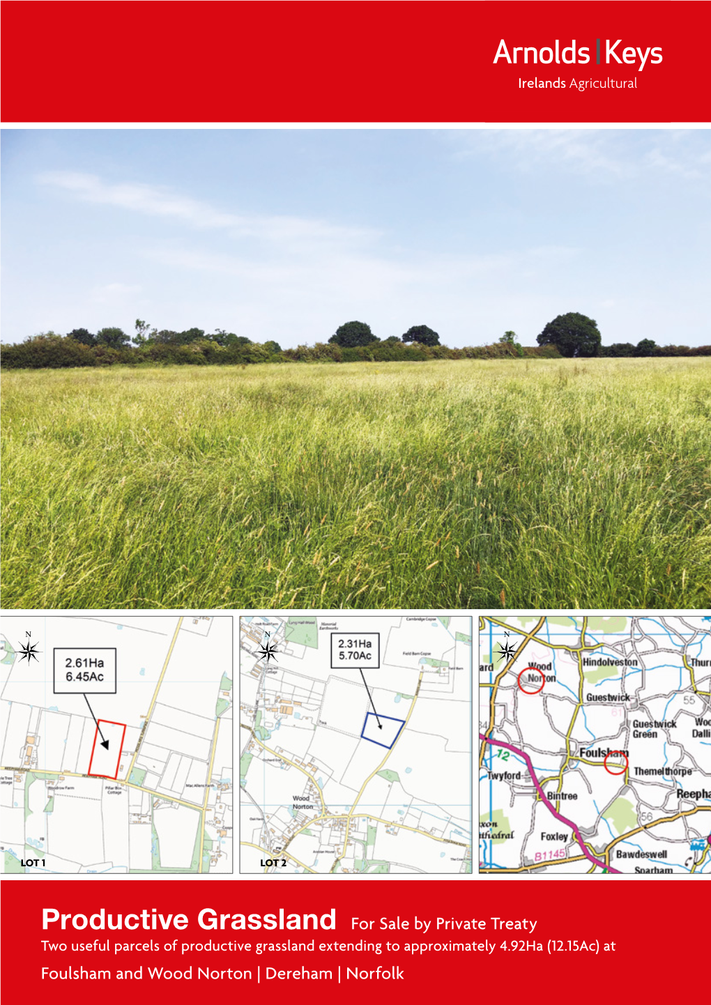 Productive Grassland for Sale by Private Treaty Foulsham and Wood