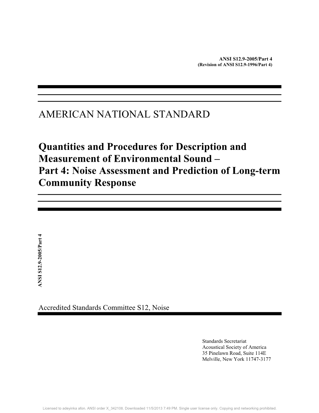 AMERICAN NATIONAL STANDARD Quantities and Procedures For
