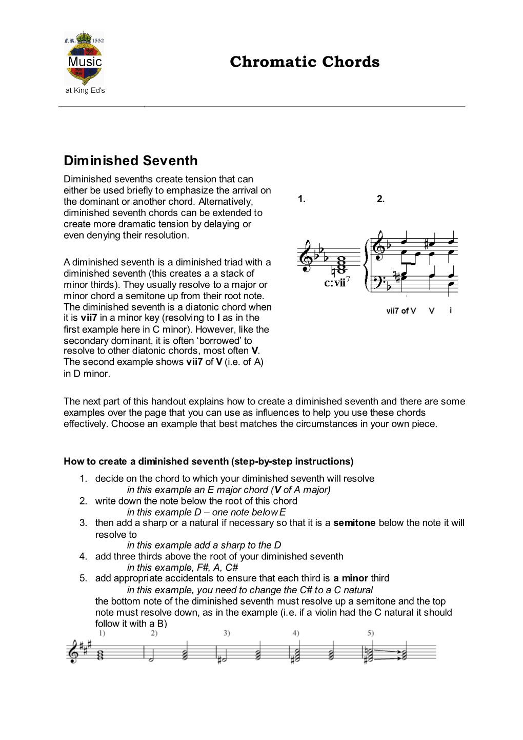 Chromatic Chords Diminished Seventh