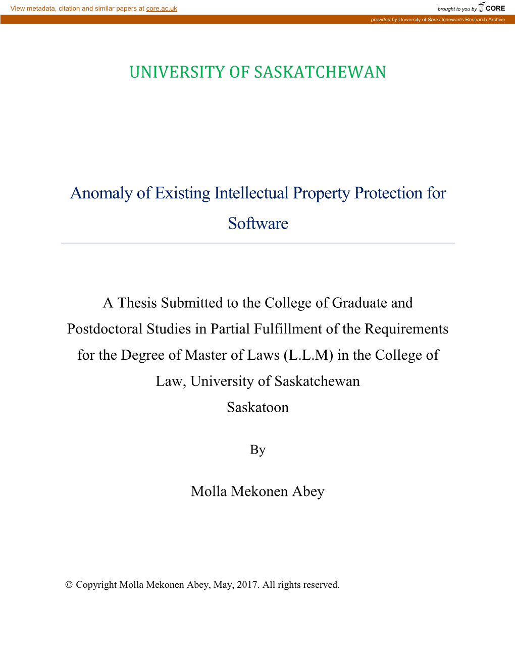 Anomaly of Existing Intellectual Property Protection for Software