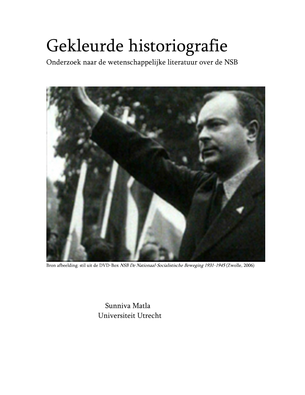 Gekleurde Historiografie Onderzoek Naar De Wetenschappelijke Literatuur Over De NSB