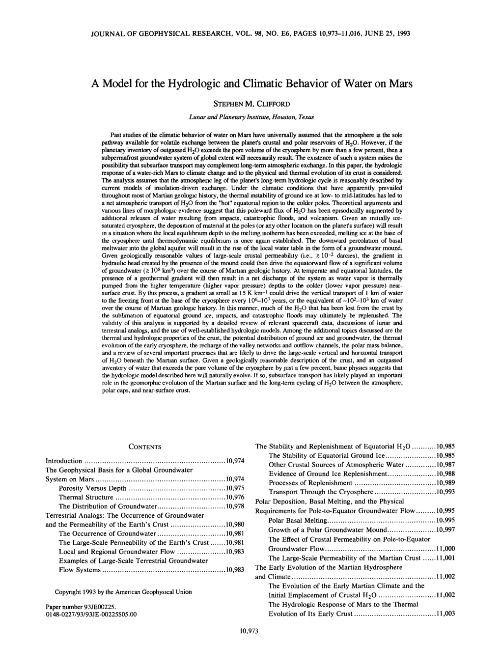 A Model for the Hydrologic and Climatic Behavior of Water on Mars