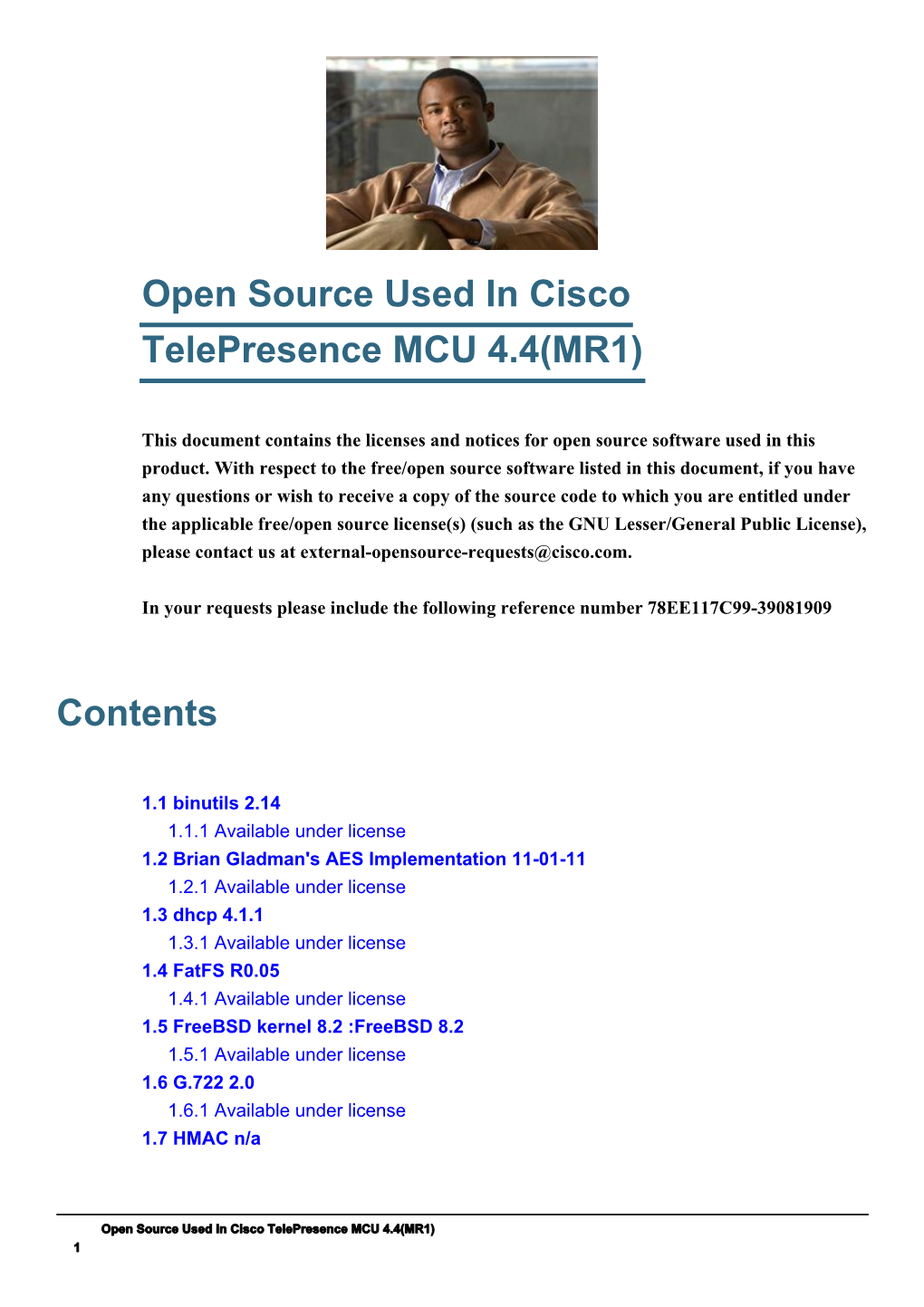 Cisco Telepresence MCU 4.4 MR1 Open Source Documentation