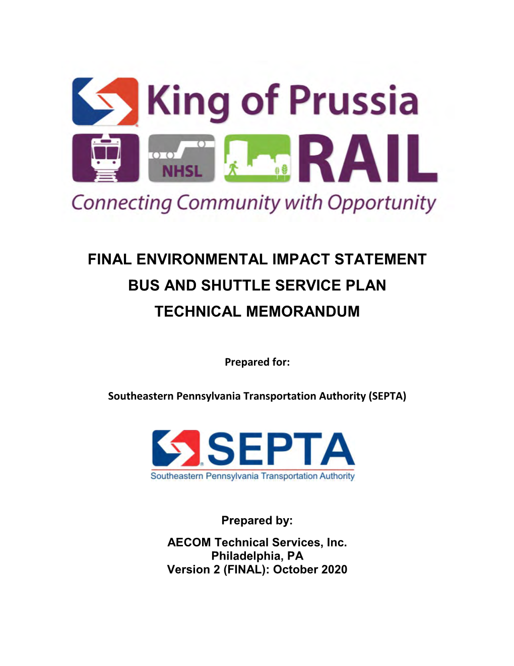 King of Prussia Rail Bus and Shuttle Service Plan Technical Memorandum