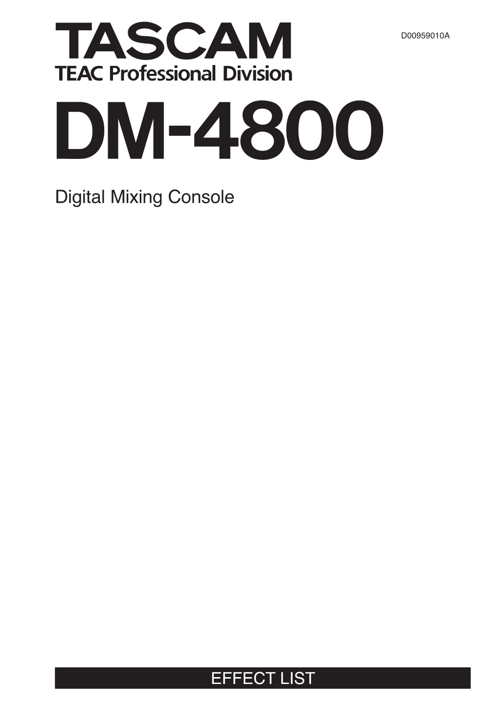 TASCAM DM-4800 Effect List Effect Parameter List