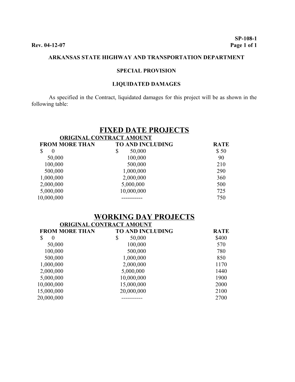 Liquidated Damages SP-108-1