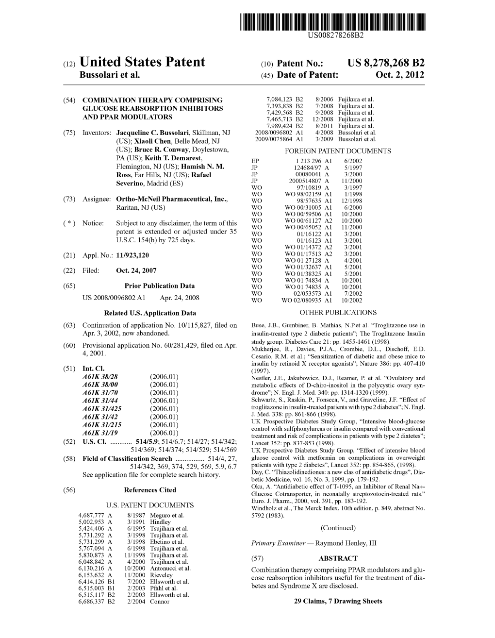 (12) United States Patent (10) Patent No.: US 8,278.268 B2 Bussolariet Al