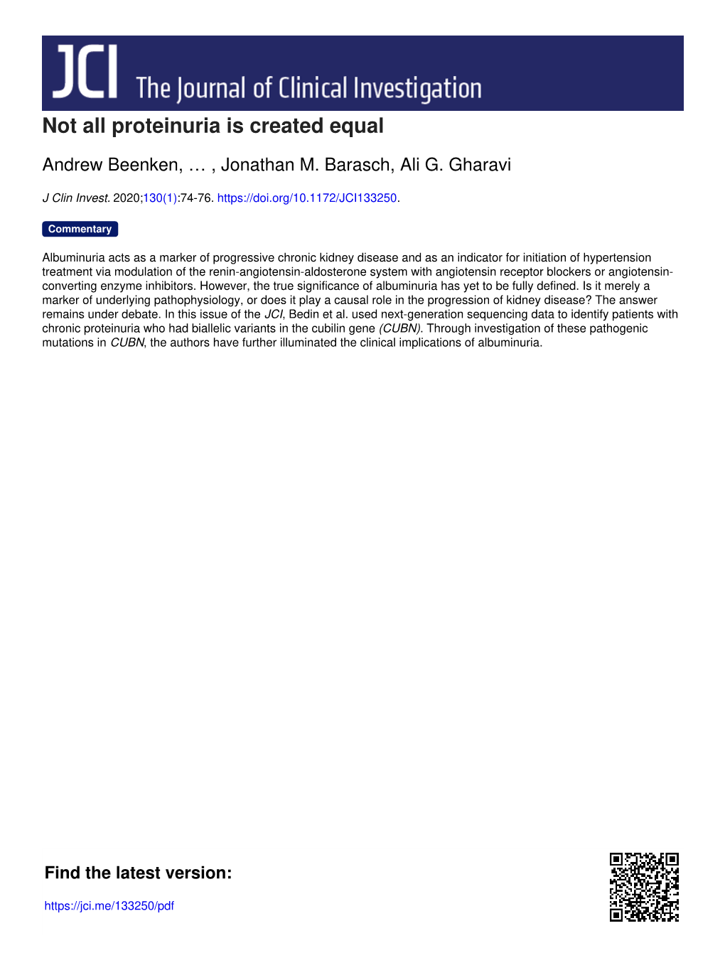 Not All Proteinuria Is Created Equal