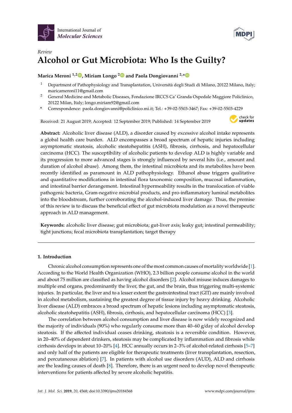 Alcohol Or Gut Microbiota: Who Is the Guilty?