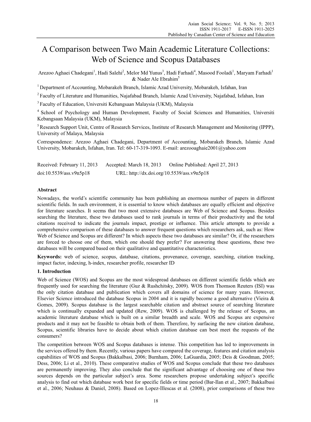 Web of Science and Scopus Databases