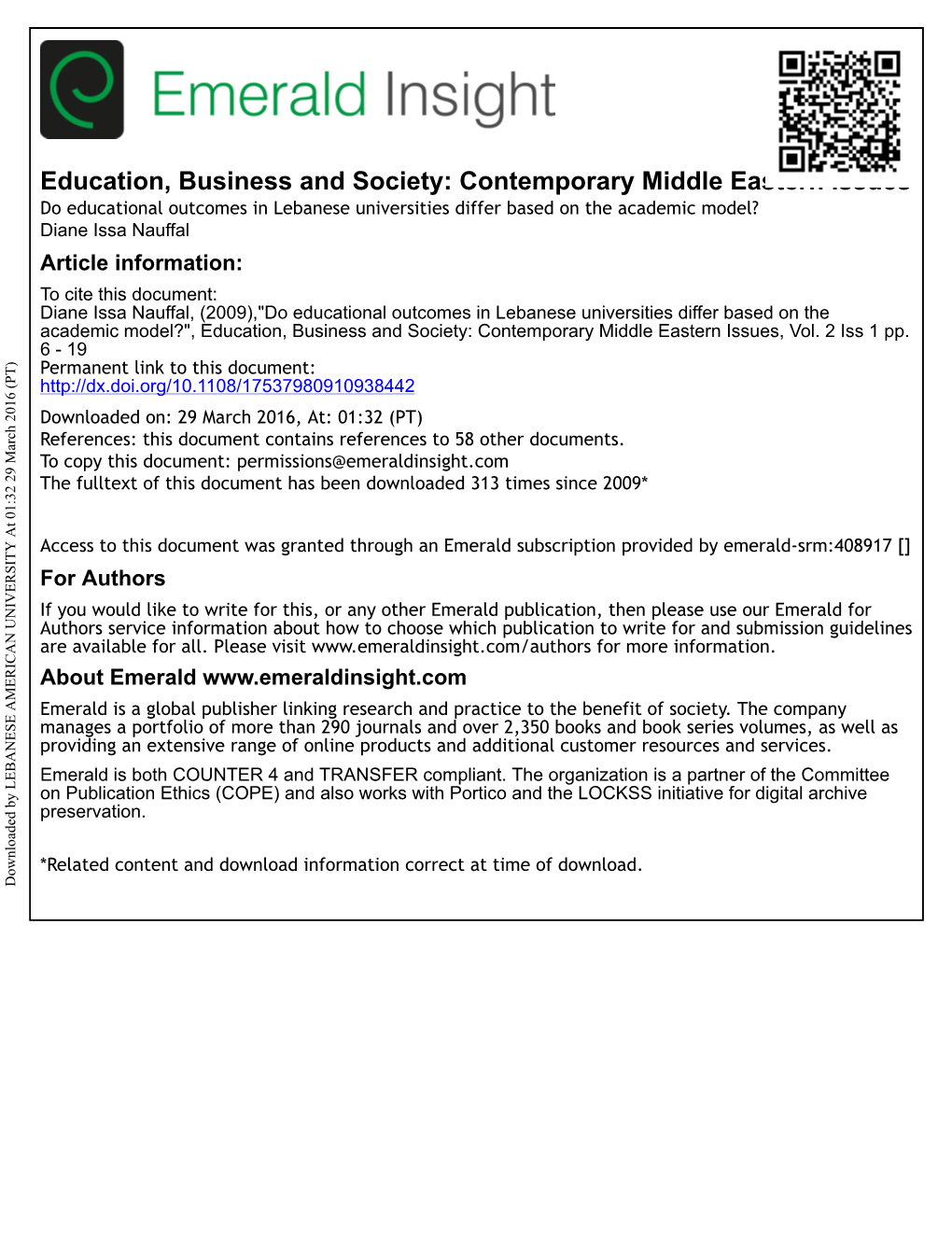 Do Educational Outcomes in Lebanese Universities Differ Based