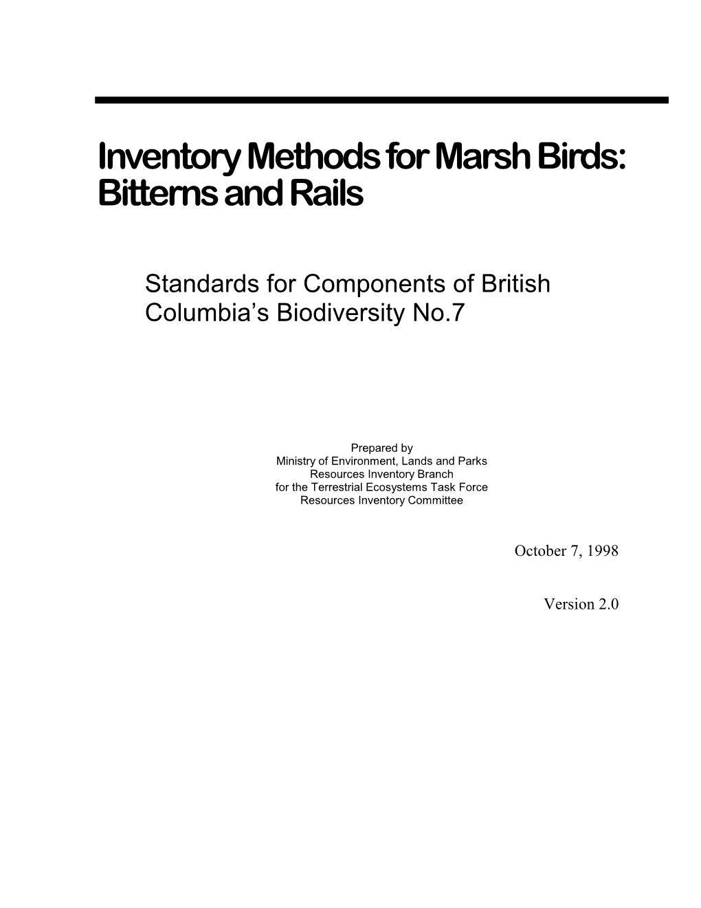 Inventory Methods for Marsh %Irds: %Itterns and Rails