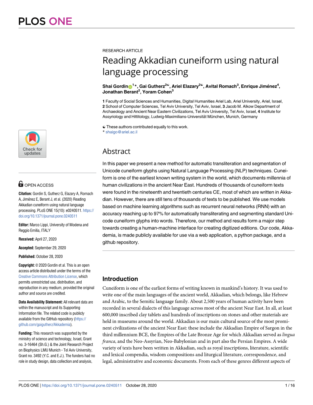 Reading Akkadian Cuneiform Using Natural Language Processing