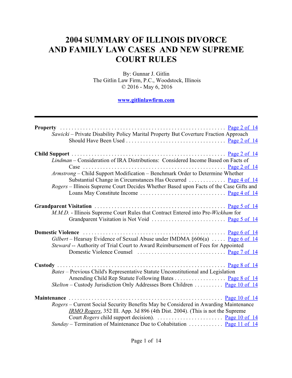 2004 Illinois Divorce and Paternity Cases