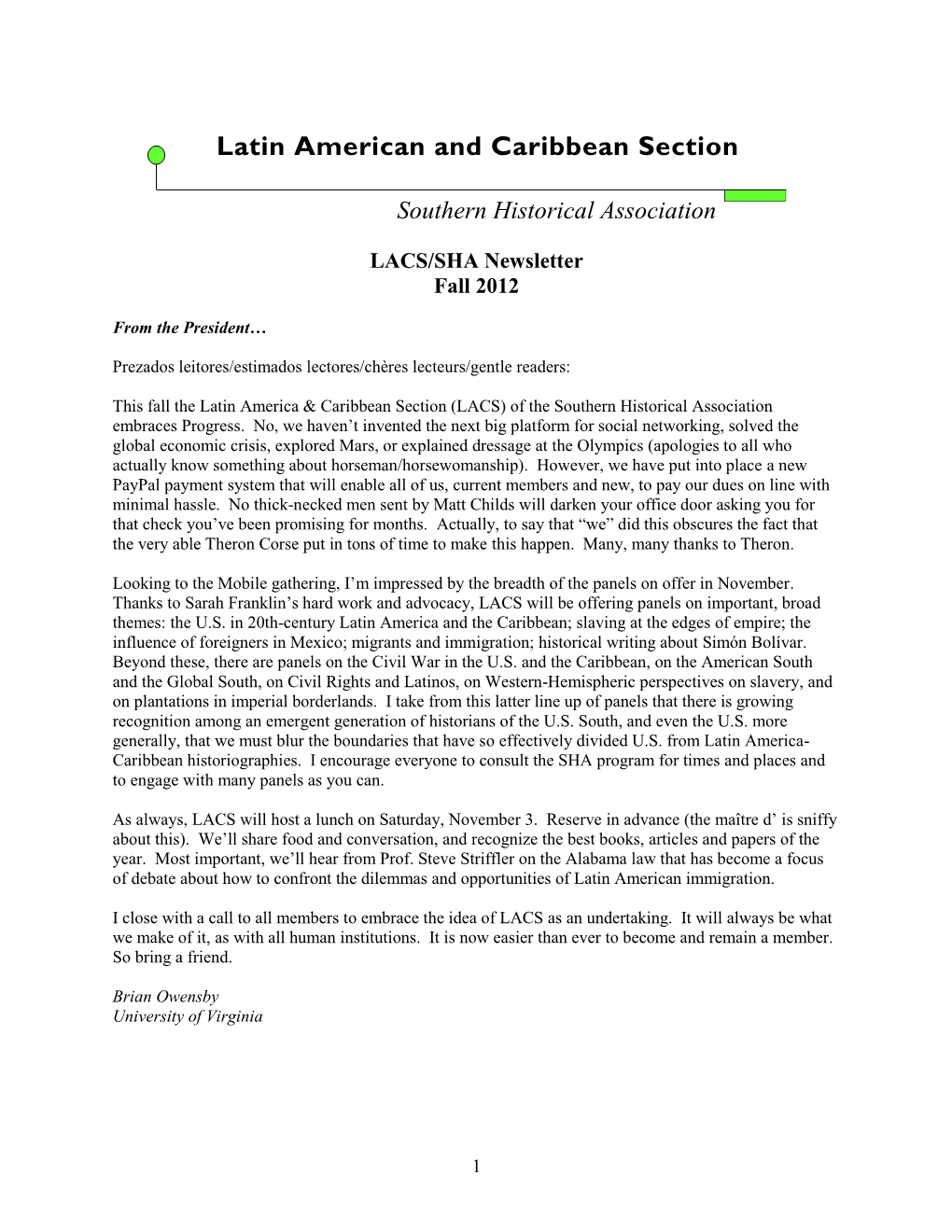 Latin American and Caribbean Section