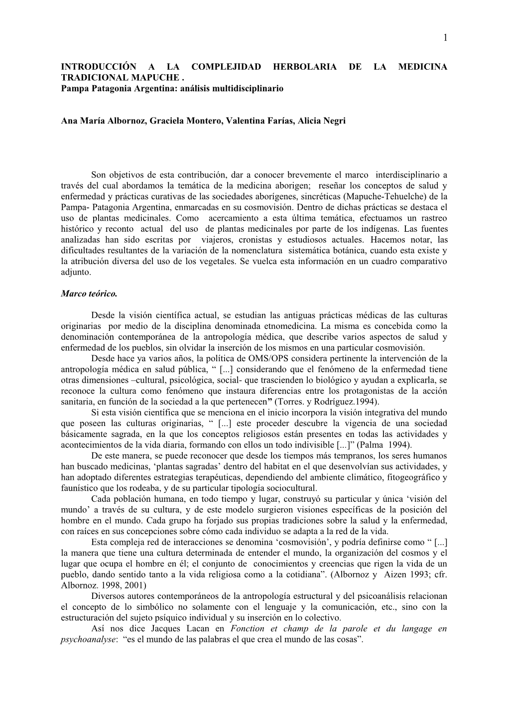 Introducción A LA COMPLEJIDAD Etnobotánica DE LA MEDICINA TRADICIONAL MAPUCHE- Análisis Multidisciplinario