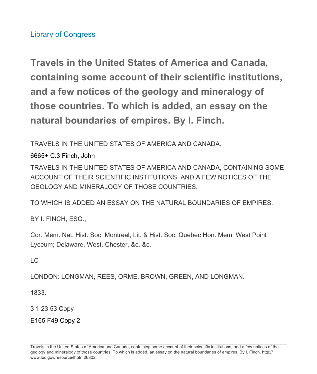 Travels in the United States of America and Canada, Containing