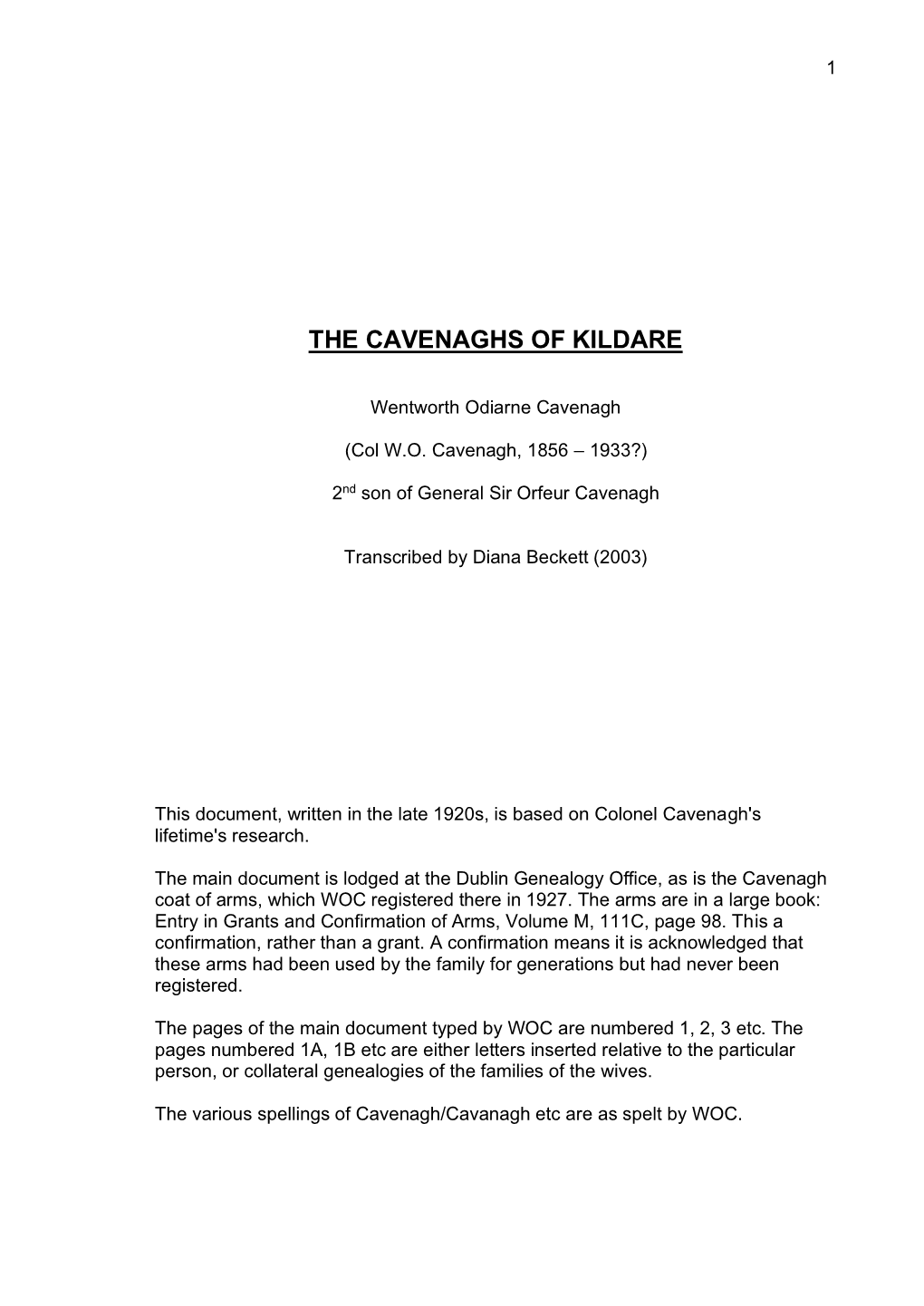 The Cavenaghs of Kildare