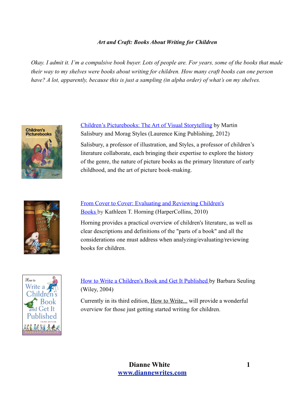 Art and Craft- Books About Writing for Children