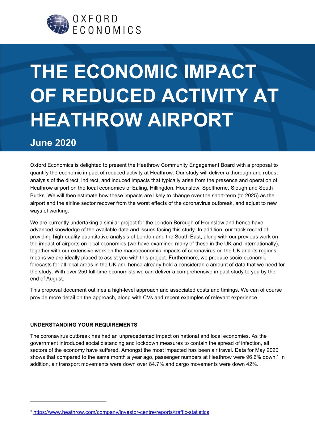 THE ECONOMIC IMPACT of REDUCED ACTIVITY at HEATHROW AIRPORT June 2020