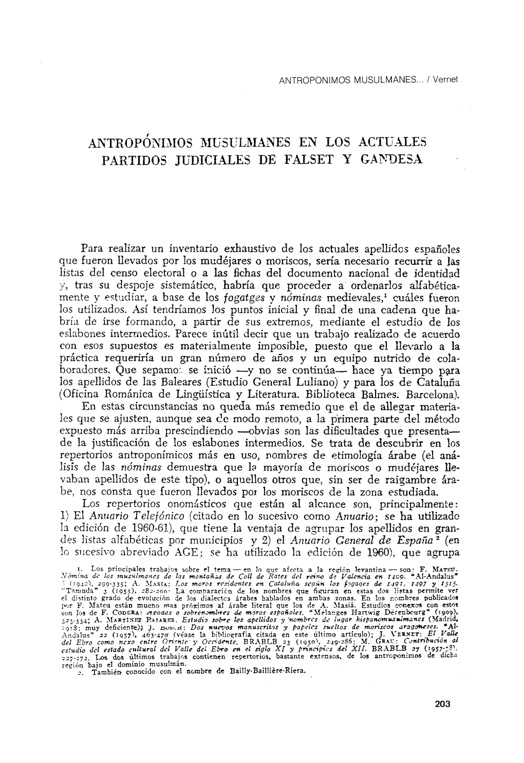 Antropónimos Musulmanes En Los Actuales Partidos Judiciales De Falset Y Gandesa