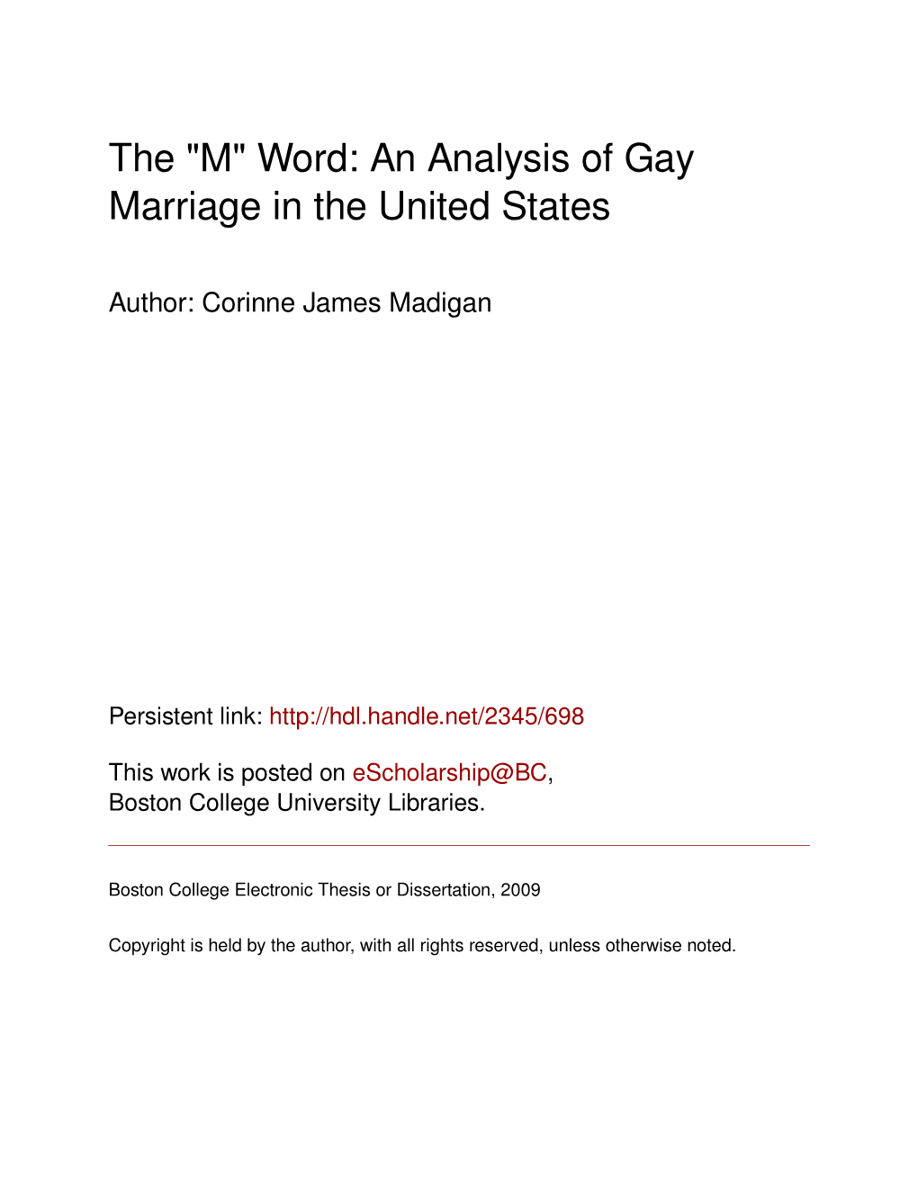 An Analysis of Gay Marriage in the United States