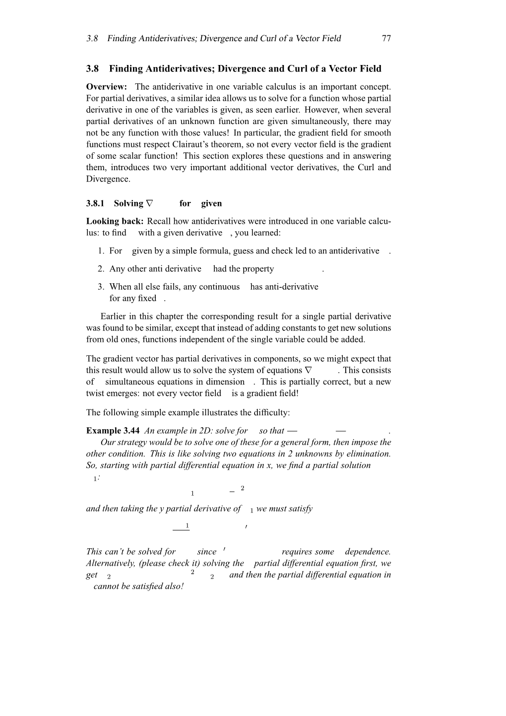 3.8 Finding Antiderivatives; Divergence and Curl of a Vector Field 77