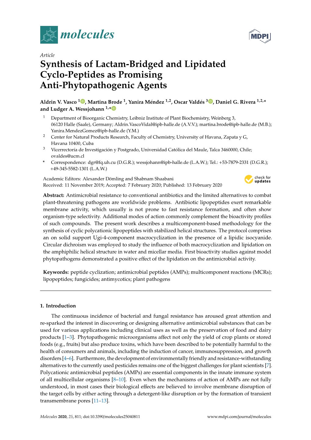 Synthesis of Lactam-Bridged and Lipidated Cyclo-Peptides As Promising Anti-Phytopathogenic Agents