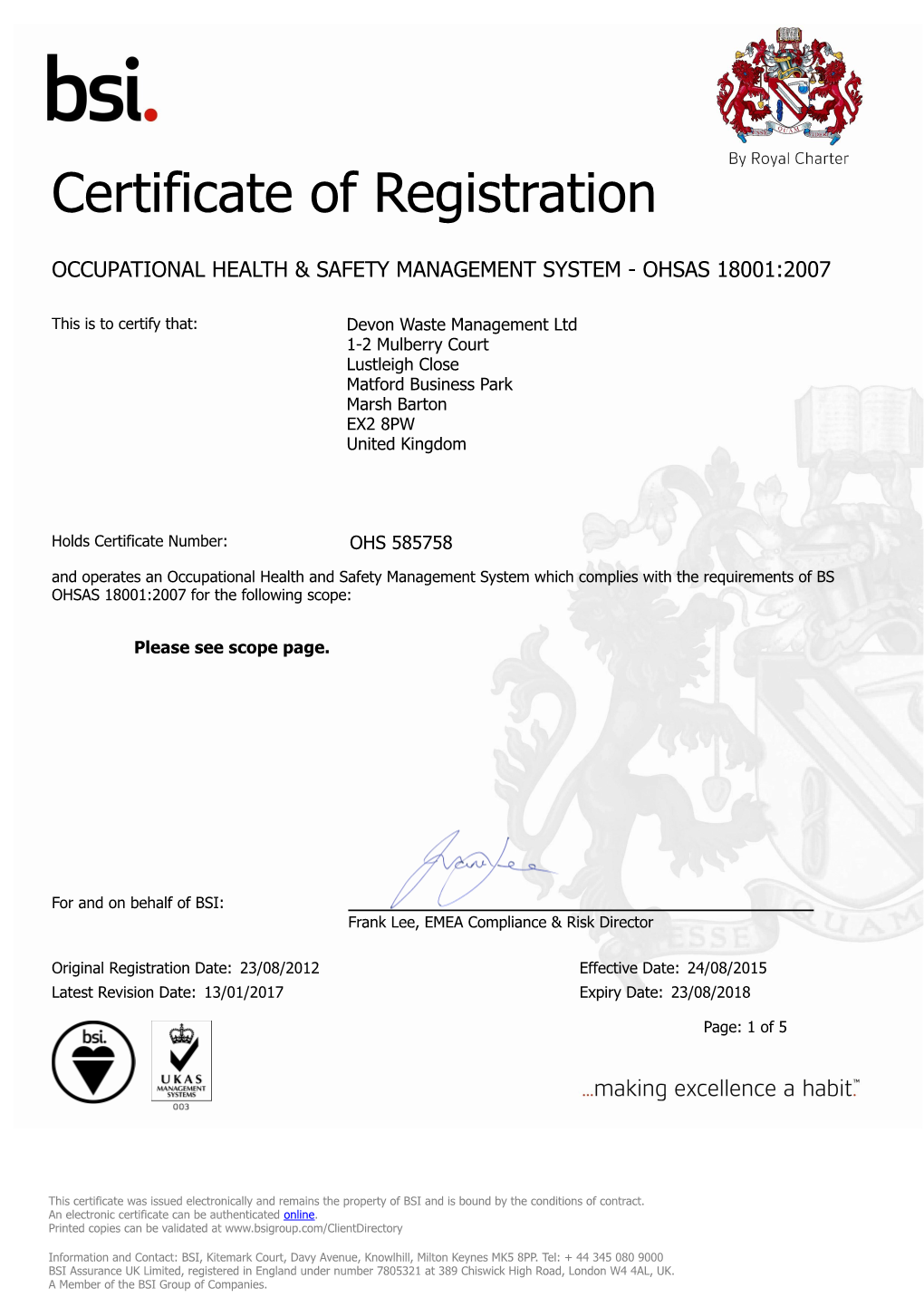 Certificate of Registration