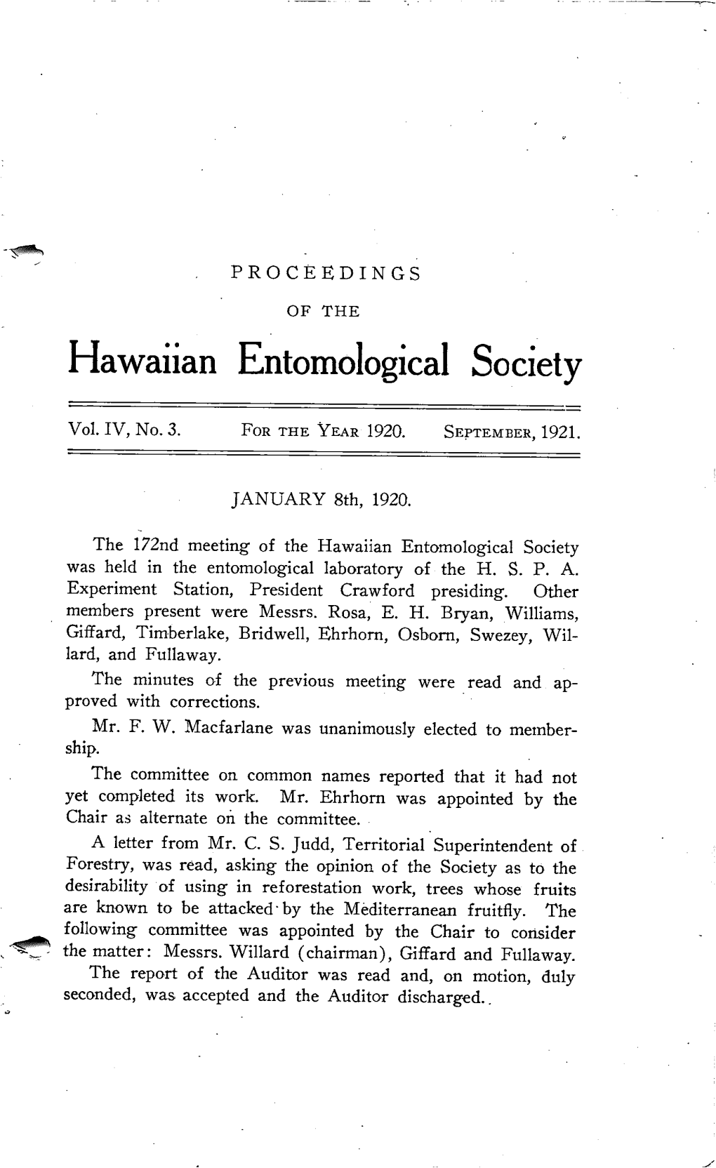 Hawaiian Entomological Society