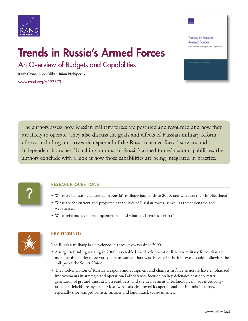 Trends in Russia's Armed Forces