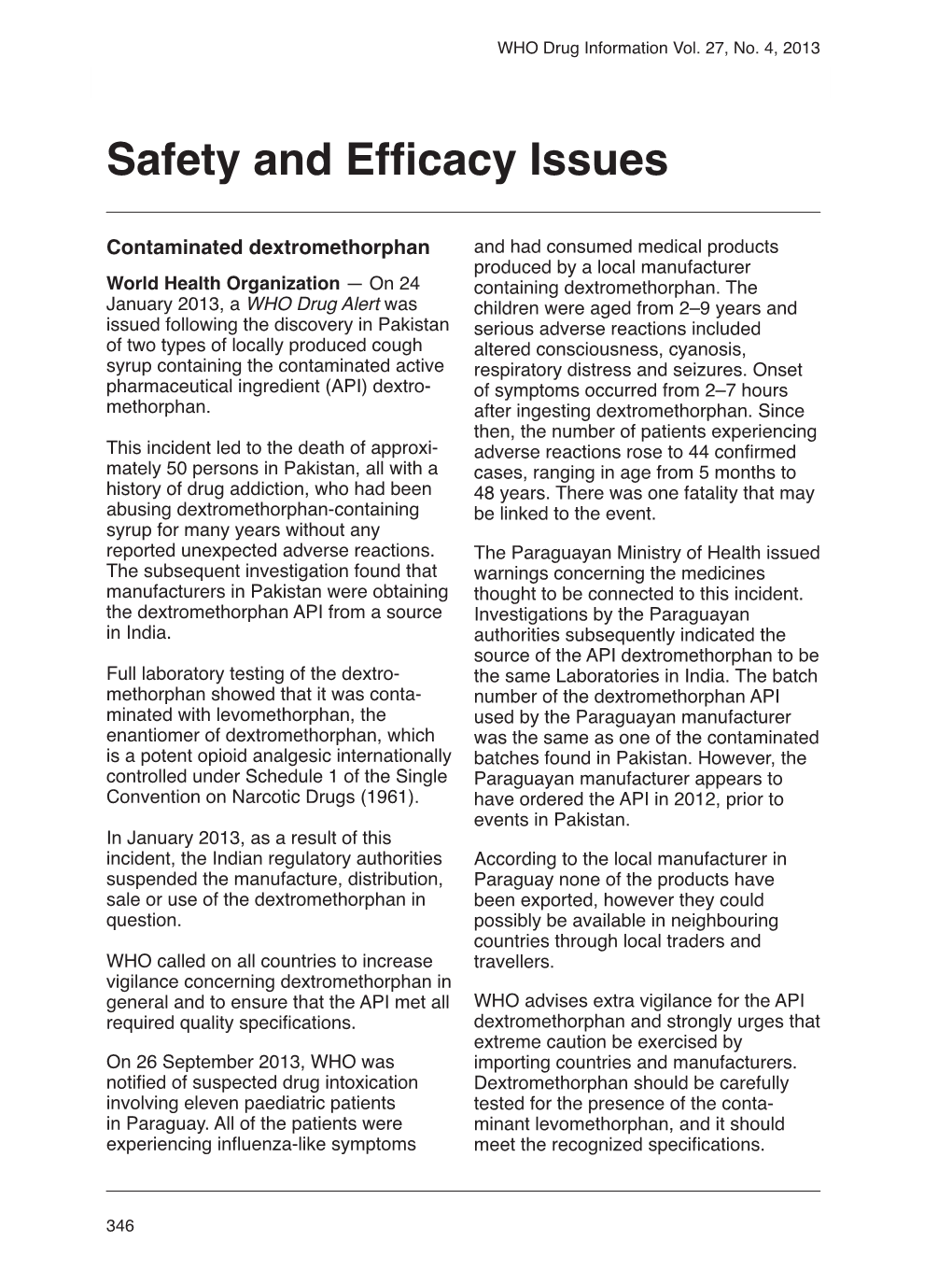 Safety and Efficacy Issues