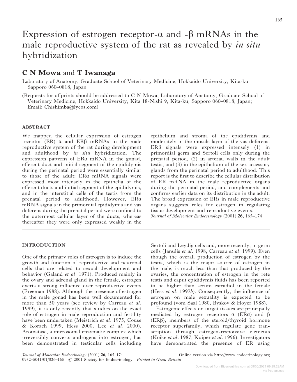 Expression of Estrogen Receptor-Α