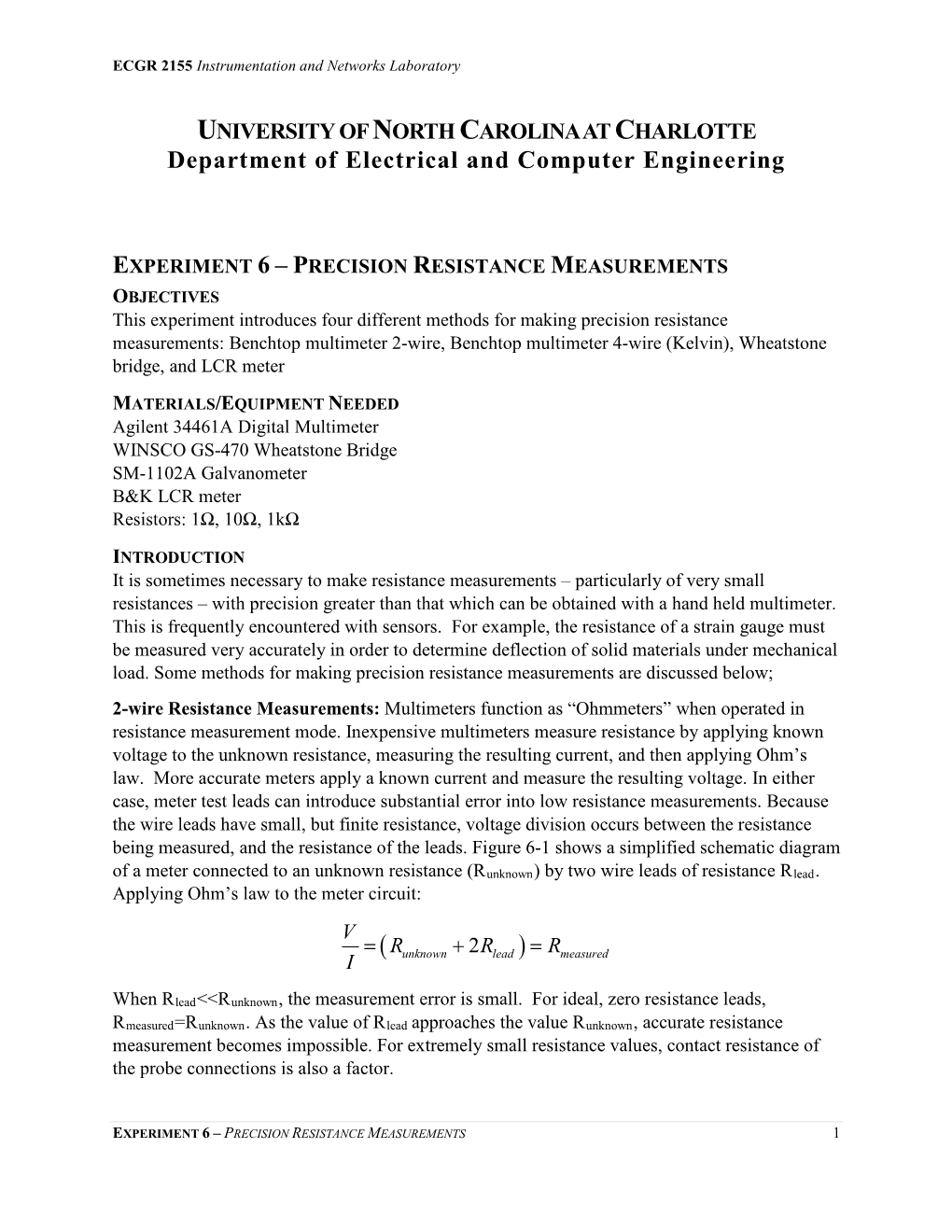 Precision Resistance Measurements